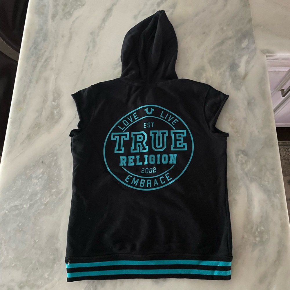 Y2K True Religion Hoodie Top and Lace Up Capri Sweatsuit Set Size Large - Picture 6 of 11